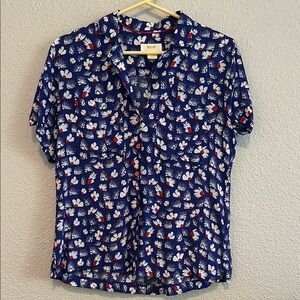 Maeve Blue and Red Floral Shirt